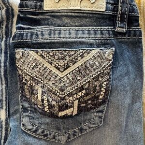 Miss Me Blue Boot Cut Jeans with Silver Accents